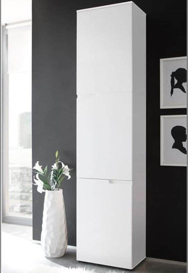Santino Tall Narrow Bookcase with White Gloss Doors S13 - Modern Storage Solution - UK Luxury Furniture